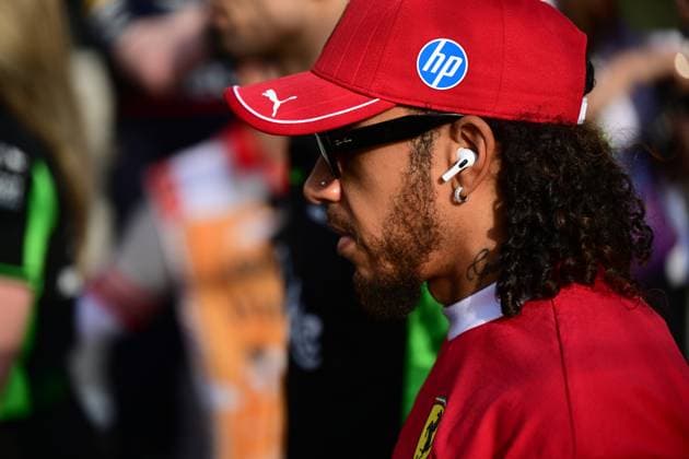 F1 Grand Prix of Bahrain Lewis Hamilton of Scuderia Ferrari arrives in the paddock during the race of the Bahrain GP, the 4th round of the Formula 1 World Championship, WM, Weltmeisterschaft at the Bahrain International Circuit in Sakhir, Bahrain, on April 13, 2025. Sakhir Bahrain  Copyright: xAndreaxDiodatox originalFilename:diodato-f1bahrai250413_npemW.jpg