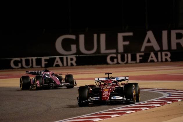 13 04 2025, Bahrain International Circuit, Sakhir, Formula 1 Gulf Air Bahrain Grand Prix 2025 ,in the picture Charles Leclerc MCO , Scuderia Ferrari HP, Pierre Gasly FRA , BWT Alpine F1 Team Photo by Hasan Bratic DeFodi Images