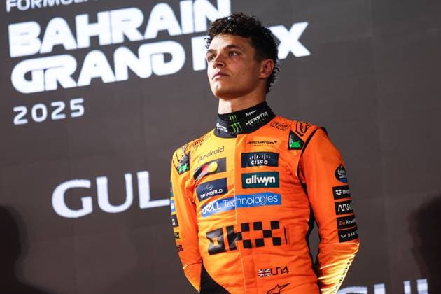 F1 - BAHRAIN GRAND PRIX 2025 NORRIS Lando (gbr), McLaren F1 Team MCL39, portrait podium during the Formula 1 Gulf Bahrain Grand Prix 2025, 4th round of the 2025 FIA Formula One World Championship, WM, Weltmeisterschaft from April 11 to 13, 2025 on the Bahrain International Circuit, in Sakhir, Bahrain - SakhirBahrain  Copyright: xEricxAlonsox