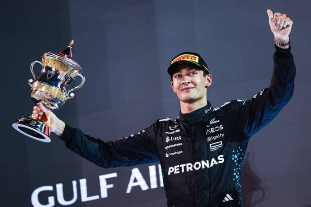F1 - BAHRAIN GRAND PRIX 2025 RUSSELL George (gbr), Mercedes AMG F1 Team W16, portrait podium during the Formula 1 Gulf Bahrain Grand Prix 2025, 4th round of the 2025 FIA Formula One World Championship, WM, Weltmeisterschaft from April 11 to 13, 2025 on the Bahrain International Circuit, in Sakhir, Bahrain - SakhirBahrain  Copyright: xEricxAlonsox