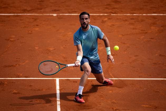 Damir Dzumhur of Bosnia and Herzegovina during his match against Cameron Norrie of Great Britain during their match of day two of the Barcelona Open Banc Sabadell at Real Club De Tenis Barcelona, Spain (Judit Cartiel SPP) Copyright: xJuditxCartiel SPPx spp-en-JuCa-JUCA1188