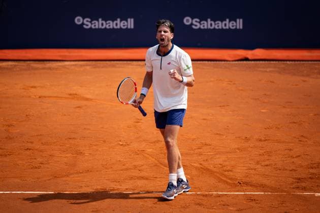 Cameron Norrie of Great Britain celebrates a point during his match against Damir Dzumhur of Bosnia and Herzegovina during their match of day two of the Barcelona Open Banc Sabadell at Real Club De Tenis Barcelona, Spain (Judit Cartiel SPP) Copyright: xJuditxCartiel SPPx spp-en-JuCa-JUCA1327