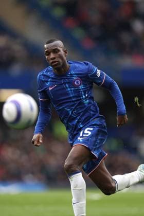 Chelsea gegen Ipswich 13. April 2025, London Premier League Fußball Chelsea gegen Ipswich Town Nicolas Jackson von Chelsea Foto Charlotte Wilson Abseits London UK  Copyright: xCharlottexWilsonx xOffsidexOffside