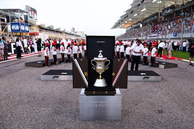 F1 - BAHRAIN GRAND PRIX 2025 Louis Vuitton trophy on the grid during the Formula 1 Gulf Bahrain Grand Prix 2025, 4th round of the 2025 FIA Formula One World Championship, WM, Weltmeisterschaft from April 11 to 13, 2025 on the Bahrain International Circuit, in Sakhir, Bahrain - SakhirBahrain  Copyright: xEricxAlonsox