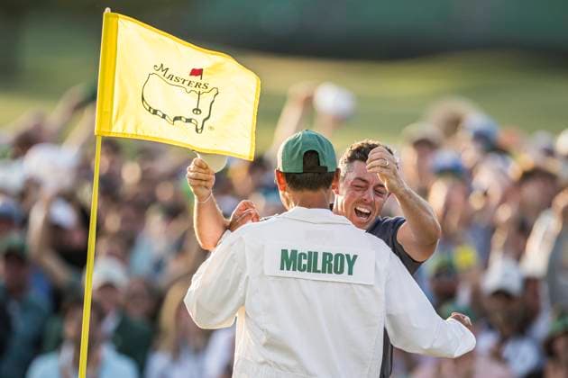 250413 Rory McIlroy of Northern Ireland celebrates after winning the final round of the 2025 Masters Golf Tournament on April 13, 2025 in Augusta Photo Petter Arvidson BILDBYRAN kod PA PA1010 bbeng golf masters the masters augusta us masters jubel  Copyright: PETTERxARVIDSON BB250413PA149