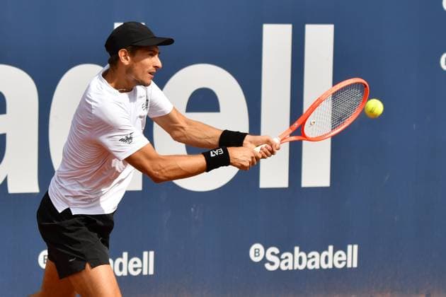 Matteo Arnaldi, APRIL14, 2025 - Tennis : Rublev during training on the Barcelona Open Banc Sabadell tennis tournament at the Real Club de Tenis de Barcelona in Barcelona, Spain. Copyright: xAndreaxRositox DSC_4398