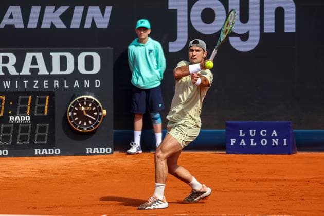 Marcos Giron USA , GER, BMW Open by Bitpanda, Miomir Kecmanovic Serbia vs Marcos Giron USA , Tennis, ATP 500, Men, 14 04 2025, GER, BMW Open by Bitpanda, Miomir Kecmanovic Serbia vs Marcos Giron USA , Tennis, ATP 500, Men, 14 04 2025 Munich Copyright: xEibner-Pressefoto JennixMaulx EP_JML