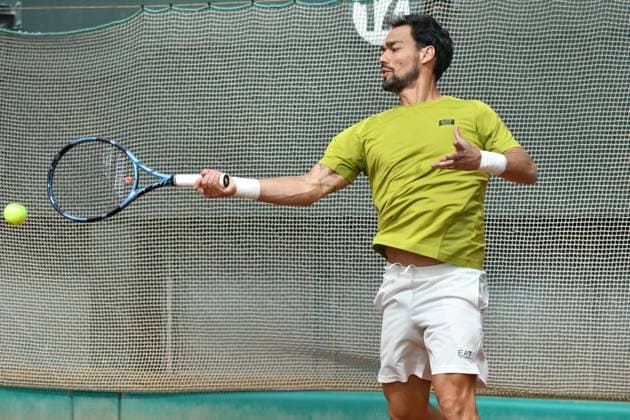 Fabio Fognini APRIL14, 2025 - Tennis : Fabio Fognini during training on the Barcelona Open Banc Sabadell tennis tournament at the Real Club de Tenis de Barcelona in Barcelona, Spain. Copyright: xAndreaxRositox DSC_4485