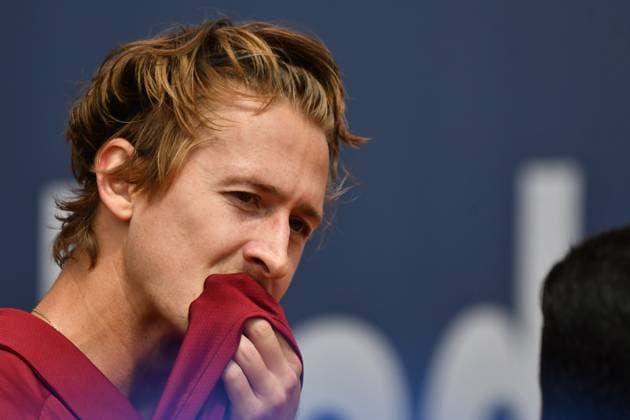 Sebastian Korda during his match against Matteo Arnadli during match of the Barcelona Open Banc Sabadell at Real Club De Tenis Barcelona, Spain Copyright: xAndreaxRositox DSC_5054