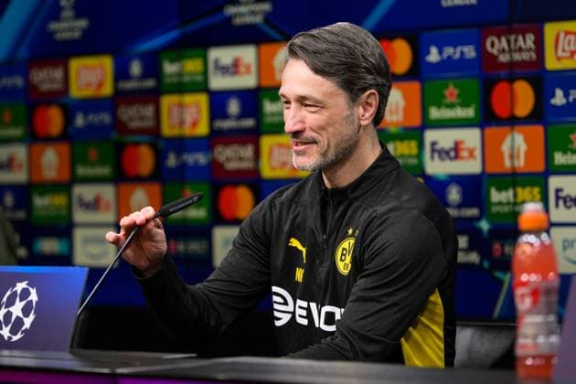 Soccer, Champions League international press conference, 20250414, BV Borussia Dortmund FC Barcelona In the picture Coach Dortmund Niko KOVAC Dortmund Signal Iduna Park North Rhine-Westphalia Germany Copyright: Passion2Press MarkusxFischerx
