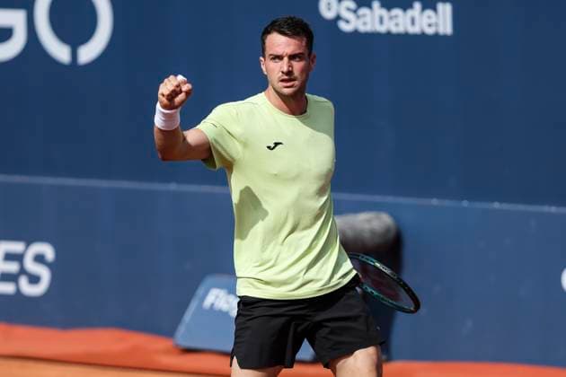 April 14, 2025, Barcelona, Barcelona, Spain: Pedro Martinez of Spain celebrates points in first round match during the third day of the Barcelona Open Banc Sabadell 2025 at Real Club de Tenis Barcelona on April 14, 2025 in Barcelona, Spain. Barcelona Spain - ZUMAa181 20250414_zaa_a181_007 Copyright: xJavierxBorregox