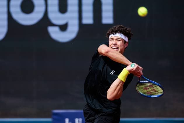 BMW Open Munich ATP 500 14 04 2025 Ben Shelton USA in match against Borna Gojo Croatia BMW Open by Bitpanda Munich ATP 500 Day 3, Munich, MTTC Iphitos on 14 04 2025 Copyright: xBEAUTIFULxSPORTS Wunderlx