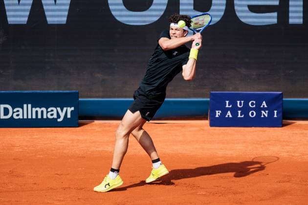 BMW Open Munich ATP 500 14 04 2025 Ben Shelton USA in match against Borna Gojo Croatia BMW Open by Bitpanda Munich ATP 500 Day 3, Munich, MTTC Iphitos on 14 04 2025 Copyright: xBEAUTIFULxSPORTS Wunderlx