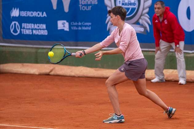 April 14, 2025, Madrid, Madrid, Spain: GAIA SQUARCIALUPI playing match of the X ITF W100 Villa de Madrid, at the Club de Campo Villa de Madrid on April 14, 2025. Madrid Spain - ZUMAc312 20250414_zsp_c312_019 Copyright: xOscarxManuelxSanchezx