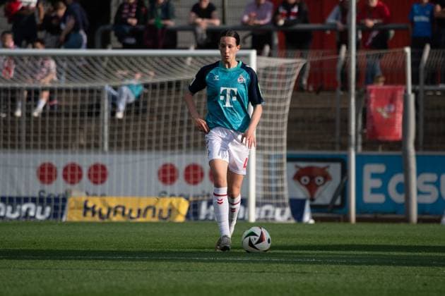 Leverkusen, Germany, April 14th 2025: Sara Agrez (4 FC Köln) in action during the Google Pixel Frauen-Bundesliga between Bayer Leverkusen and FC Köln at Ulrich-Haberland-Stadion in Leverkusen, Germany. (Qianru Zhang SPP) Copyright: xQianruxZhang SPPx spp-en-QiZh-DSC_0466