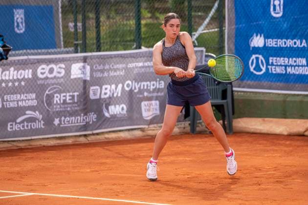 April 14, 2025, Madrid, Madrid, Spain: CELINE MOSTEANU playing match of the X ITF W100 Villa de Madrid, at the Club de Campo Villa de Madrid on April 14, 2025. Madrid Spain - ZUMAc312 20250414_zsp_c312_040 Copyright: xOscarxManuelxSanchezx
