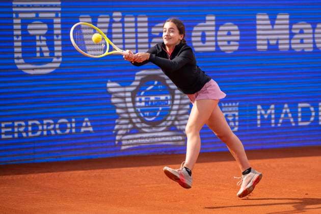 April 14, 2025, Madrid, Madrid, Spain: MARIA JIMENEZ PEREZ (ESP) playing match of the X ITF W100 Villa de Madrid, at the Club de Campo Villa de Madrid on April 14, 2025. Madrid Spain - ZUMAc312 20250414_zsp_c312_056 Copyright: xOscarxManuelxSanchezx