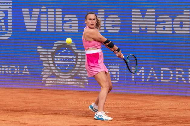 April 14, 2025, Madrid, Madrid, Spain: YLENA IN-ALBON (SUI) playing match of the X ITF W100 Villa de Madrid, at the Club de Campo Villa de Madrid on April 14, 2025. Madrid Spain - ZUMAc312 20250414_zsp_c312_082 Copyright: xOscarxManuelxSanchezx