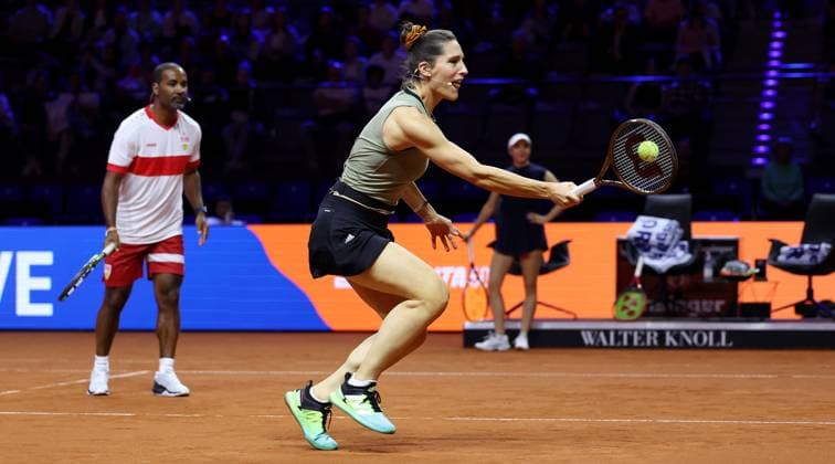 Stuttgart , Porsche Tennis Grand Prix , Doubles Mixed Showevent,, f l Cacau, Andrea Petkovic