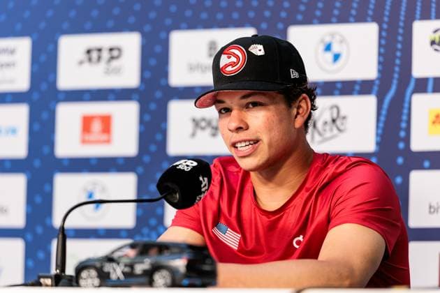 BMW Open Munich ATP 500 14 04 2025 Ben Shelton USA during the press conference BMW Open by Bitpanda Munich ATP 500 Day 3, Munich, MTTC Iphitos on 14 04 2025 Copyright: xBEAUTIFULxSPORTS Wunderlx