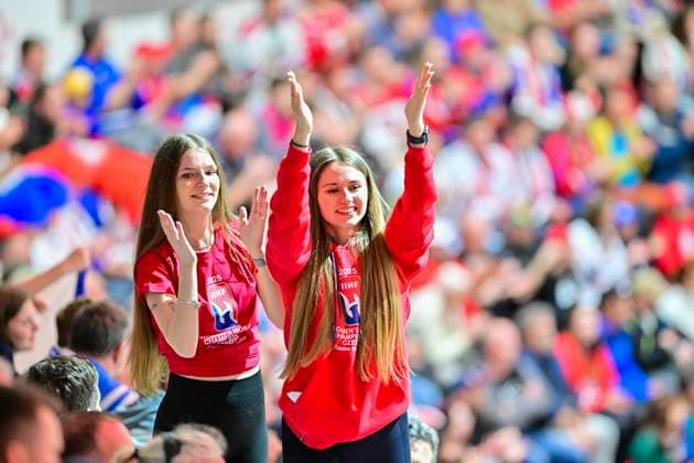 Ice hockey, Eishockey fans in action during the IIHF Women s World Championship, WM, Weltmeisterschaft Group A, match Czechia vs Canada, in Ceske Budejovice, Czech Republic, on April 14, 2025. (CTKxPhoto VaclavxPancer) CTKPhotoP2025041407115  CTKPhotoP2025041407115