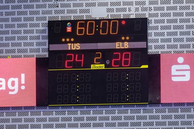 Final score 24 28 GER, TuS N Luebbecke vs HC Elbflorenz 2006, Handball, 2 Bundesliga, Matchday 27, Season 2024 2025, 14 04 2025 GER, TuS N Luebbecke vs HC Elbflorenz 2006, Handball, 2 Bundesliga, Matchday 27, Season 2024 2025, 14 04 2025 Luebbecke Copyright: xEibner-Pressefoto JanxRollingerx EP_JSK