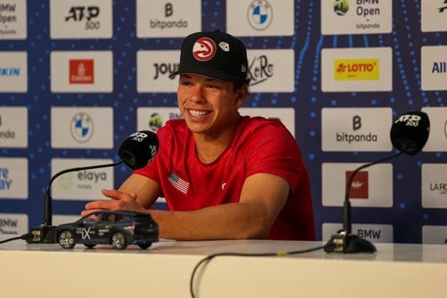 Ben Shelton USA at the post-match press conference, GER, BMW Open by Bitpanda, Borna Gojo Croatia vs Ben Shelton USA , Tennis, ATP 500, Men, 14 04 2025, GER, BMW Open by Bitpanda, Borna Gojo Croatia vs Ben Shelton USA , Tennis, ATP 500, Men, 14 04 2025 Munich Copyright: xEibner-Pressefoto JennixMaulx EP_JML