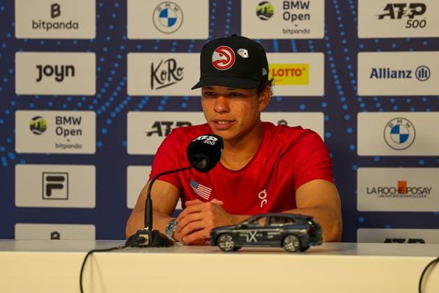 Ben Shelton USA at the post-match press conference, GER, BMW Open by Bitpanda, Borna Gojo Croatia vs Ben Shelton USA , Tennis, ATP 500, Men, 14 04 2025, GER, BMW Open by Bitpanda, Borna Gojo Croatia vs Ben Shelton USA , Tennis, ATP 500, Men, 14 04 2025 Munich Copyright: xEibner-Pressefoto JennixMaulx EP_JML