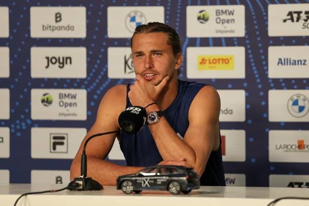 Alexander Zverev Germany at the post-match press conference, GER, BMW Open by Bitpanda, Alexander Zverev Germany vs Alexandre Muller FRA , Tennis, ATP 500, Men, 14 04 2025, GER, BMW Open by Bitpanda, Alexander Zverev Germany vs Alexandre Muller FRA , Tennis, ATP 500, Men, 14 04 2025 Munich Copyright: xEibner-Pressefoto JennixMaulx EP_JML