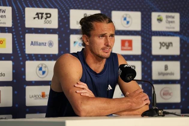 Alexander Zverev Germany at the post-match press conference, GER, BMW Open by Bitpanda, Alexander Zverev Germany vs Alexandre Muller FRA , Tennis, ATP 500, Men, 14 04 2025, GER, BMW Open by Bitpanda, Alexander Zverev Germany vs Alexandre Muller FRA , Tennis, ATP 500, Men, 14 04 2025 Munich Copyright: xEibner-Pressefoto JennixMaulx EP_JML