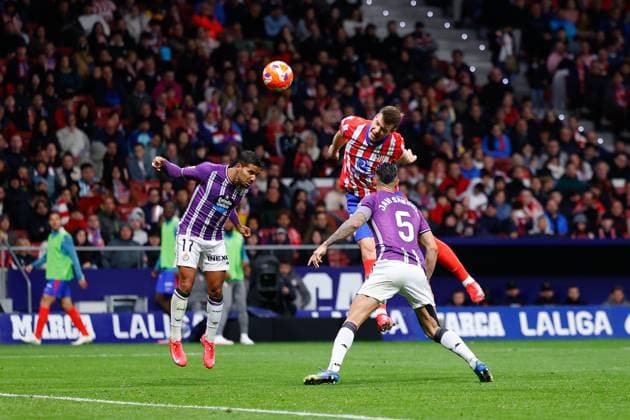 April 14, 2025, Madrid, Madrid, SPAIN: Alexander Sorloth of Atletico de Madrid in action during the Spanish League, LaLiga EA Sports, football match played between Atletico de Madrid and Real Valladolid at Riyadh Air Metropolitano stadium on April 14, 2025, in Madrid, Spain. Madrid SPAIN - ZUMAa181 20250414_zaa_a181_215 Copyright: xDennisxAgyemanx
