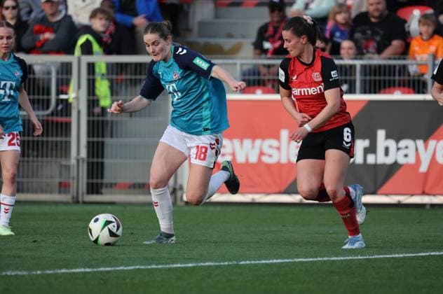 Taylor Marie Ziemer Köln, L and Katharina Piljic Leverkusen , Leverkusen, Germany 14 04 2025, Frauen Bundesliga, 19 Spieltag, Bayer 04 Leverkusen 1 FC Köln