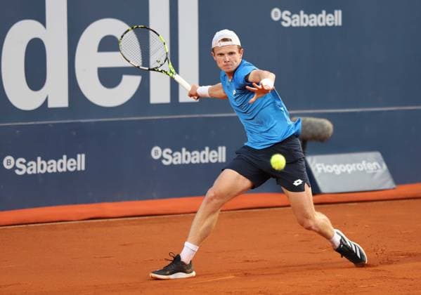 April 14, 2025, Sabadell, Barcelona, Spain: Barcelona Spain 14.04.2025 Jesper De Jong (Netherlands) control the ball in the match between Andrey Rublev (Russia) and Jesper De Jong (Netherlands) during the Day 3 of the Barcelona Open Banc Sabadell Godo on 14 April 2025 in Barcelona. Sabadell Spain - ZUMAu50_ 20250414_zsp_u50_014 Copyright: xXavixUrgelesx