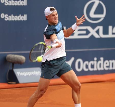 April 14, 2025, Sabadell, Barcelona, Spain: Barcelona Spain 14.04.2025 Holger Rune (Denmark) control the ball in the match between Holger Rune (Denmark) and Albert Ramos Vinolas (Spain) during the Day 3 of the Barcelona Open Banc Sabadell Godo on 14 April 2025 in Barcelona. Sabadell Spain - ZUMAu50_ 20250414_zsp_u50_028 Copyright: xXavixUrgelesx