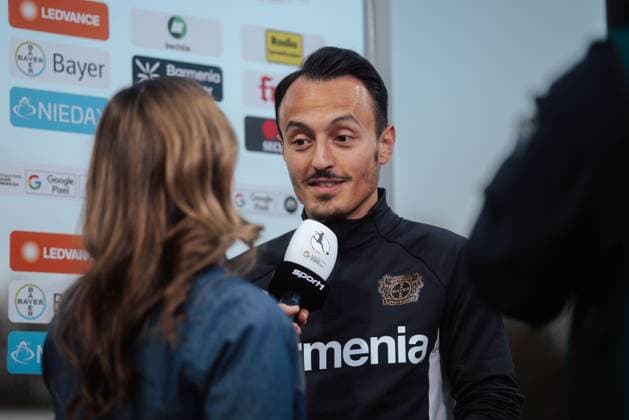 14 04 25, Women, Soccer, 1 BL, Season 2024 2025, Bayer 04 Leverkusen 1 FC Köln, Matchday 19 Remzi Kahraman Co Coach of Bayer 04 Leverkusen in an interview with Sport1 Leverkusen Ulrich Haberland Stadion NRW Germany