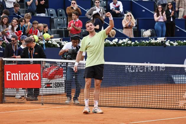 Pedro Martinez (ESP), APRIL14, 2025 - Tennis : Pedro Martinez celebrate after winning singles 1st round match against Brandon Nakashima on the Barcelona Open Banc Sabadell tennis tournament at the Real Club de Tenis de Barcelona in Barcelona, Spain. Noxthirdxpartyxsales  (287716667)