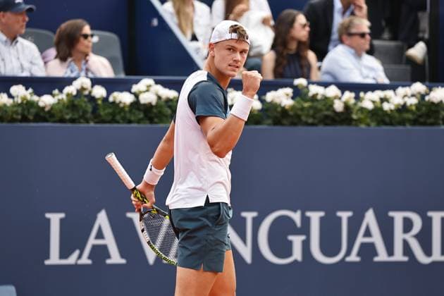Holger Rune (DEN), APRIL14, 2025 - Tennis : Holger Rune celebrate after point during singles 1st round match against Albert Ramos-Vinolas on the Barcelona Open Banc Sabadell tennis tournament at the Real Club de Tenis de Barcelona in Barcelona, Spain. Noxthirdxpartyxsales  (287717099)