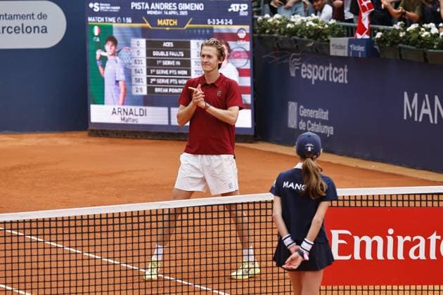 Sebastian Korda (USA), APRIL14, 2025 - Tennis : Sebastian Korda celebrate after winning singles 1st round match against Matteo Arnardi on the Barcelona Open Banc Sabadell tennis tournament at the Real Club de Tenis de Barcelona in Barcelona, Spain. Noxthirdxpartyxsales  (287718090)