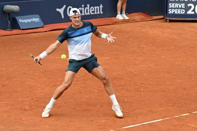 Holger Rune during his match against Albert Ramos-Vinolas during match of the Barcelona Open Banc Sabadell at Real Club De Tenis Barcelona, Spain Copyright: xAndreaxRositox DSC_0103