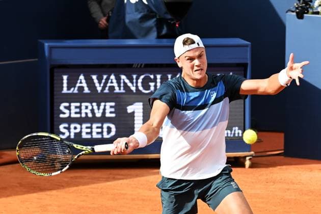 Holger Rune during his match against Albert Ramos-Vinolas during match of the Barcelona Open Banc Sabadell at Real Club De Tenis Barcelona, Spain Copyright: xAndreaxRositox DSC_0199