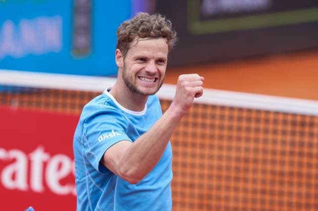 Yannick Hanfmann GER cheers after the win, jubilation, joy, emotion Tennis BMW Open 2025 ATP 500 MTTC Iphitos Munich Germany April 15, 2025 Copyright: xJuergenxHasenkopfx