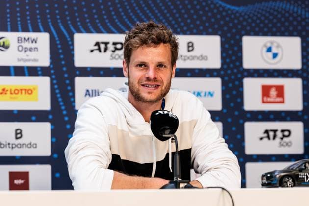 BMW Open Munich ATP 500 15 04 2025 Yannick Hanfmann Germany during the press conference BMW Open by Bitpanda Munich ATP 500 Day 4, Munich, MTTC Iphitos on 15 04 2025 Copyright: xBEAUTIFULxSPORTS Wunderlx
