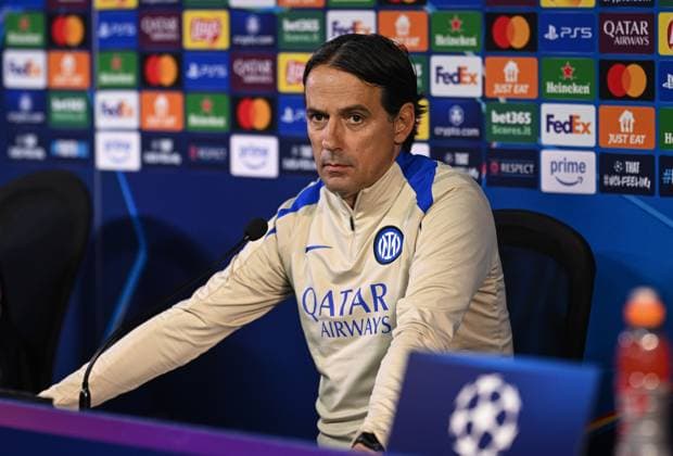 FOOTBALL CHAMPIONS LEAGUE SEASON 2024 2025 Quarter-final second leg Inter Milan FC Bayern Munich 15 04 2025 Press conference Inter Milan coach Simone Inzaghi