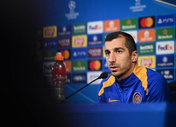 FOOTBALL CHAMPIONS LEAGUE SEASON 2024 2025 Quarter-final second leg Inter Milan FC Bayern Munich 15 04 2025 Press conference Inter Milan Henrikh Mkhitaryan