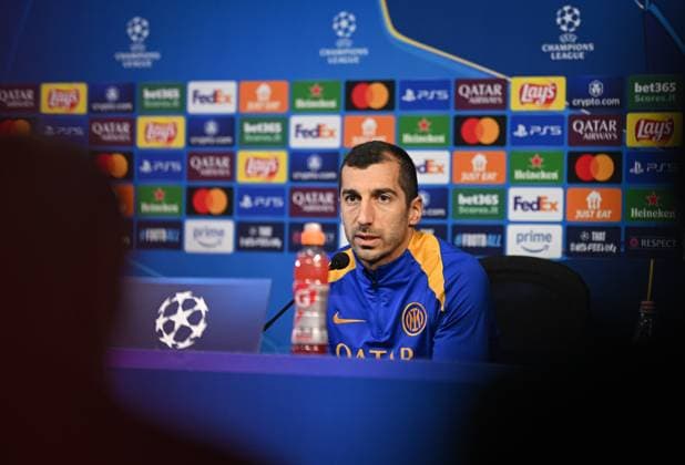 FOOTBALL CHAMPIONS LEAGUE SEASON 2024 2025 Quarter-final second leg Inter Milan FC Bayern Munich 15 04 2025 Press conference Inter Milan Henrikh Mkhitaryan