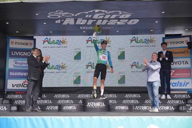 Covi Alessandro Of Uae Team Emirates Xrg winner of the stage 1 during the Giro d™Abruzzo, stage 1 from Scerni to Crecchio (151 km) - Abruzzo, Italy - Tuesday, April 15, 2025. - cycling .  Copyright: xMarcoxAlpozzi LaPressex