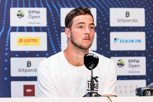 BMW Open Munich ATP 500 15 04 2025 Jan Lennard Struff Germany during the press conference BMW Open by Bitpanda Munich ATP 500 Day 4, Munich, MTTC Iphitos on 15 04 2025 Copyright: xBEAUTIFULxSPORTS Wunderlx