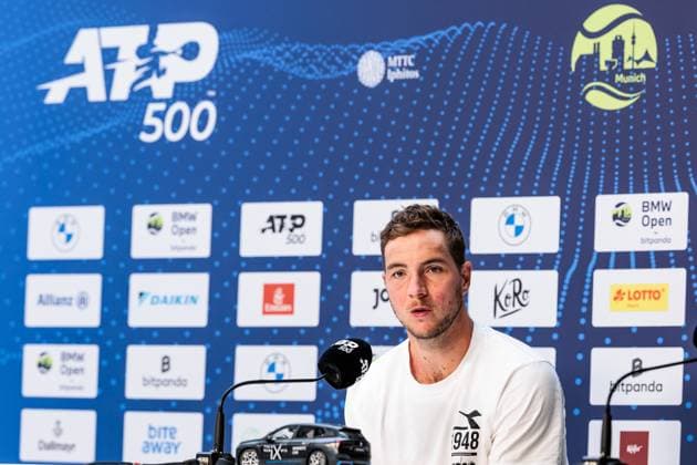 BMW Open Munich ATP 500 15 04 2025 Jan Lennard Struff Germany during the press conference BMW Open by Bitpanda Munich ATP 500 Day 4, Munich, MTTC Iphitos on 15 04 2025 Copyright: xBEAUTIFULxSPORTS Wunderlx