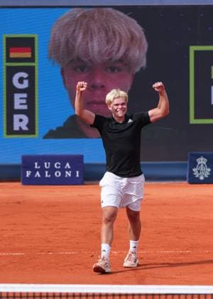 Diego Dedura Palomero GER celebrates after winning the Tennis BMW Open 2025 ATP 500 MTTC Iphitos Munich Germany April 15, 2025 Copyright: xJuergenxHasenkopfx