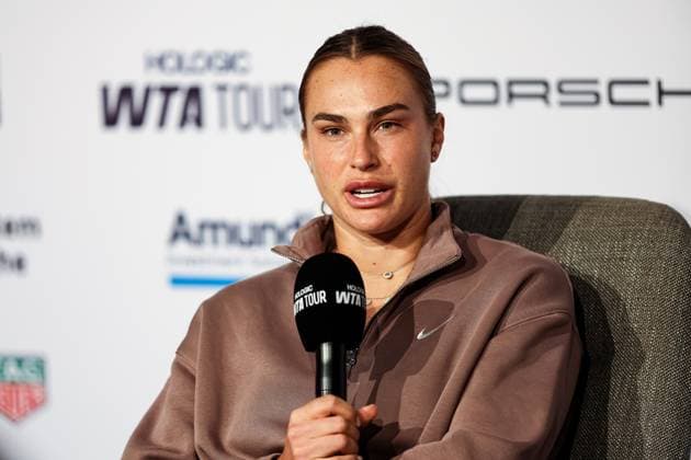 Interview with Aryna Sabalenka GER, Porsche Tennis Grand Prix GP Stuttgart 2025, WTA500, 15 04 2025 GER, Porsche Tennis Grand Prix GP Stuttgart 2025, WTA500, 15 04 2025 Stuttgart Copyright: xEibner-Pressefoto RogerxBuerkex EP